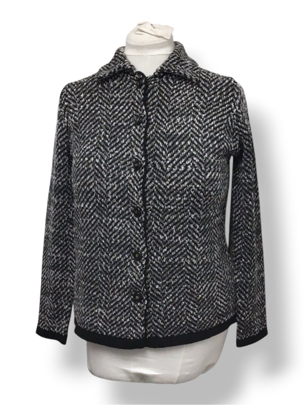 DonCaster Women’s Soft Shell Cardigan Blazer VTG Wool Blend Heritage Tweed S